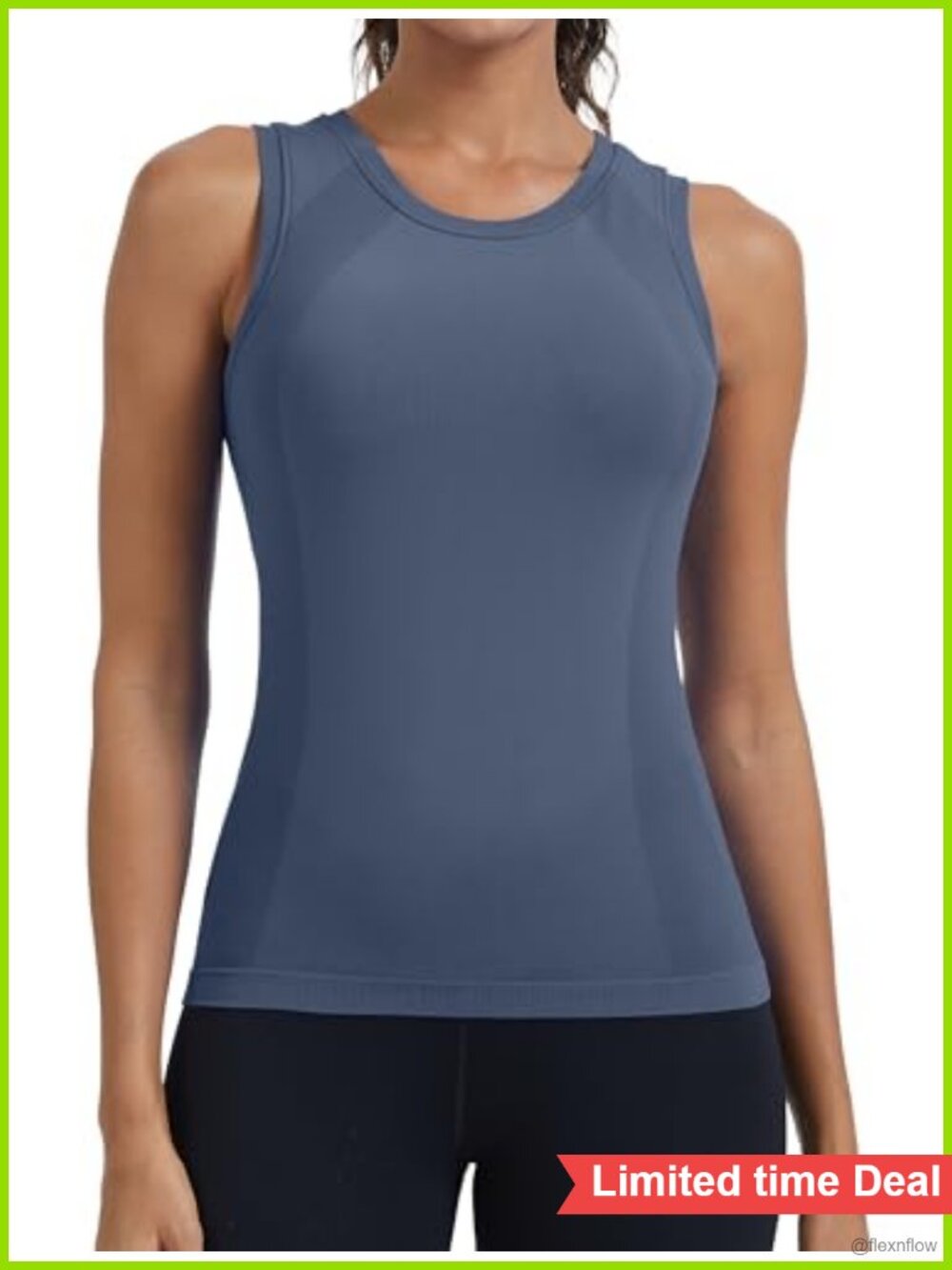 Seamless Workout Tank Top with Built-in Bra Crew Neck Sleeveless Athletic Top